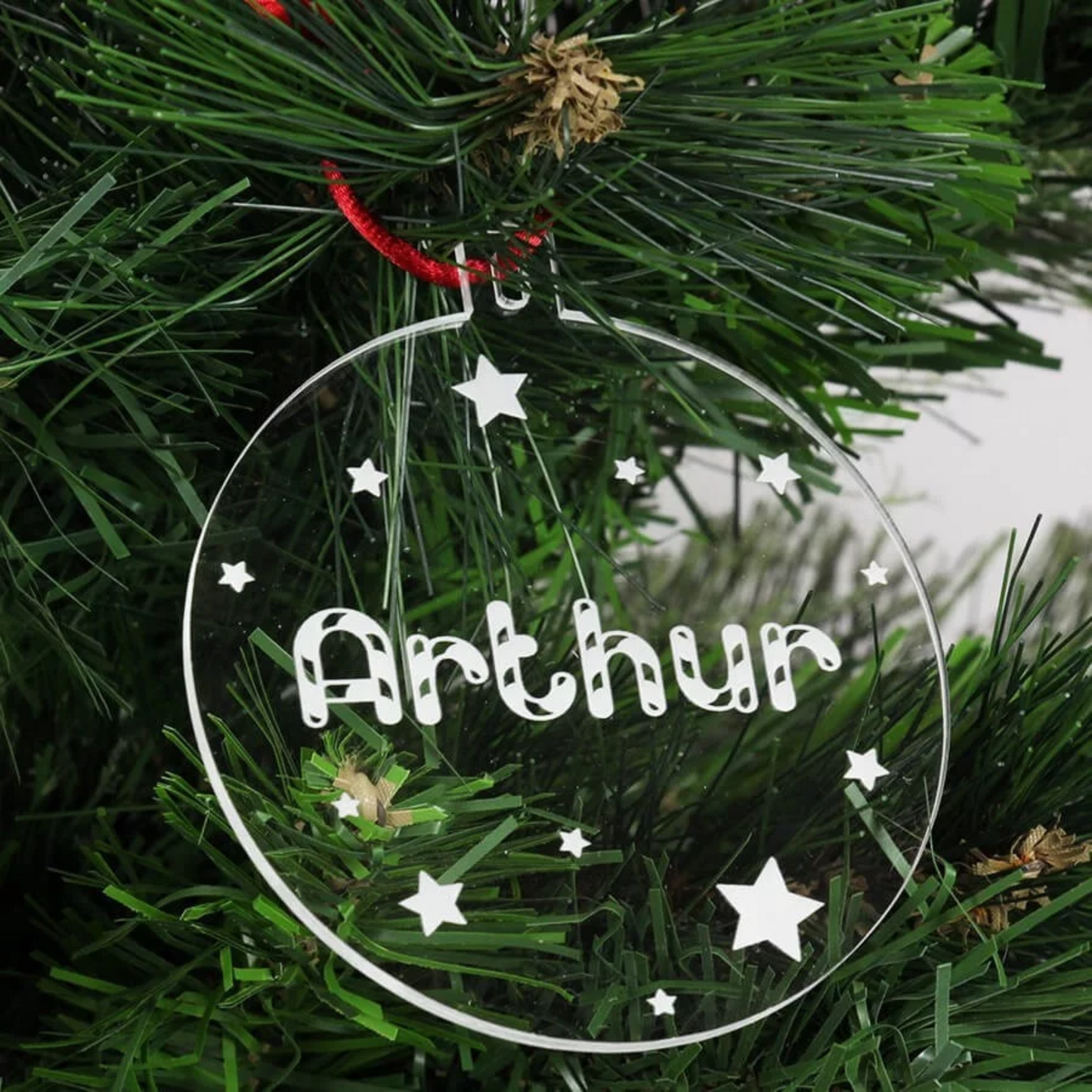 boule noel personnalisee prenom acrylique transparent