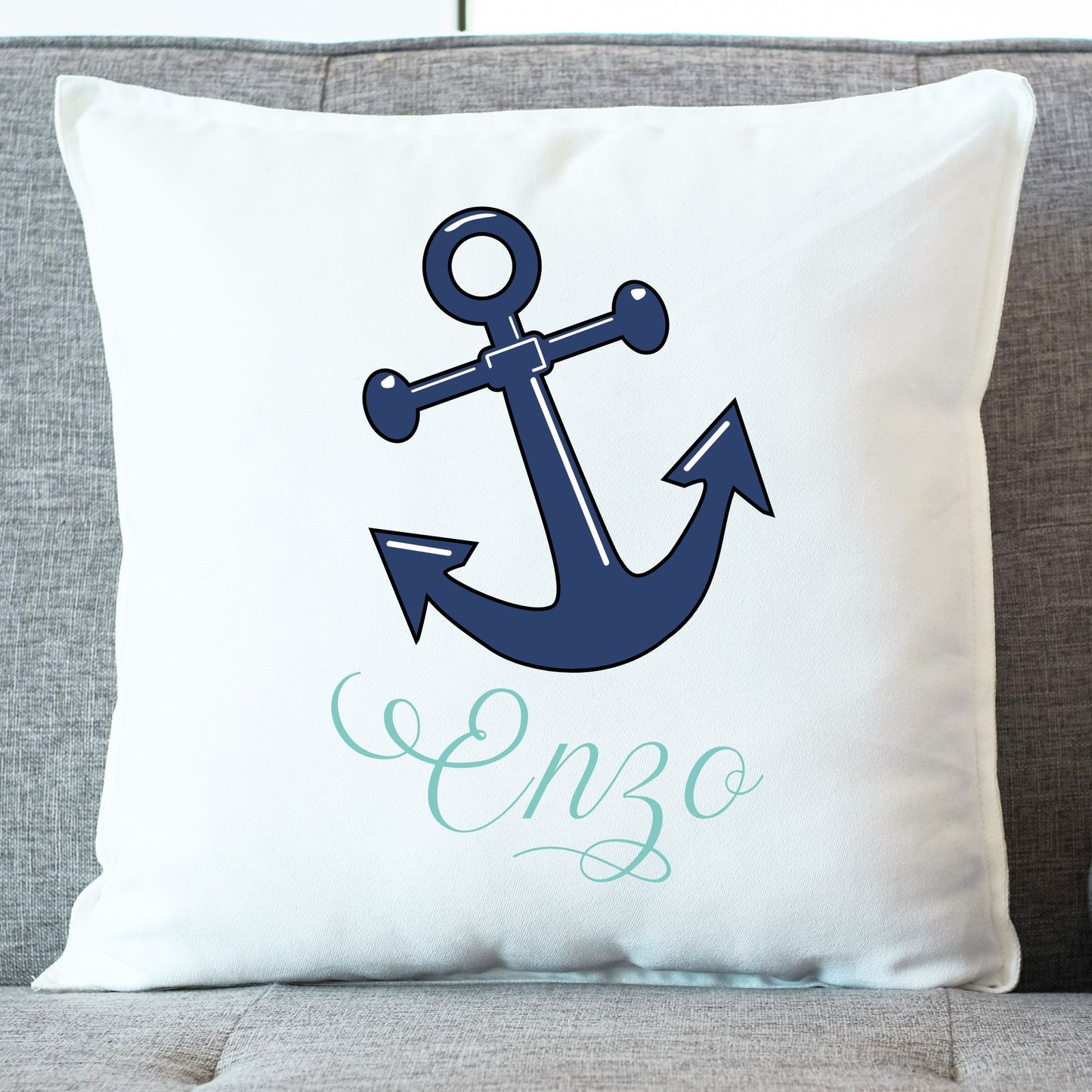 coussin enfant personnalise ancre marine
