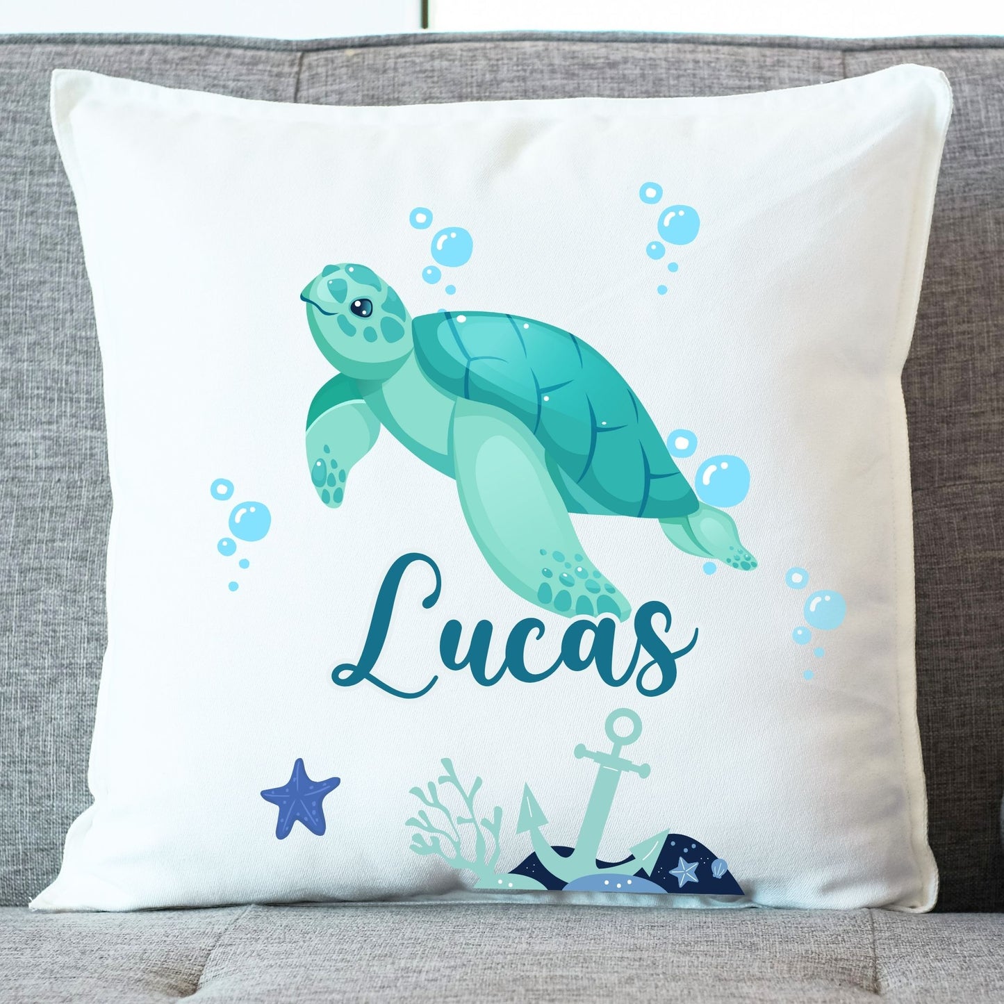 coussin enfant personnalise tortue de mer