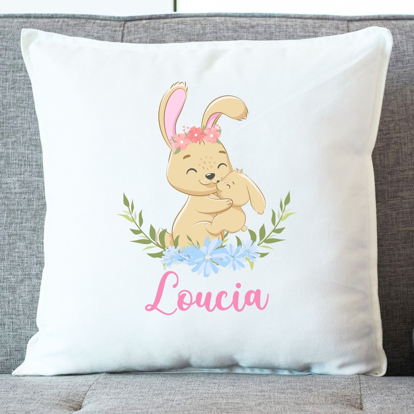 coussin enfant personnalise lapin prenom