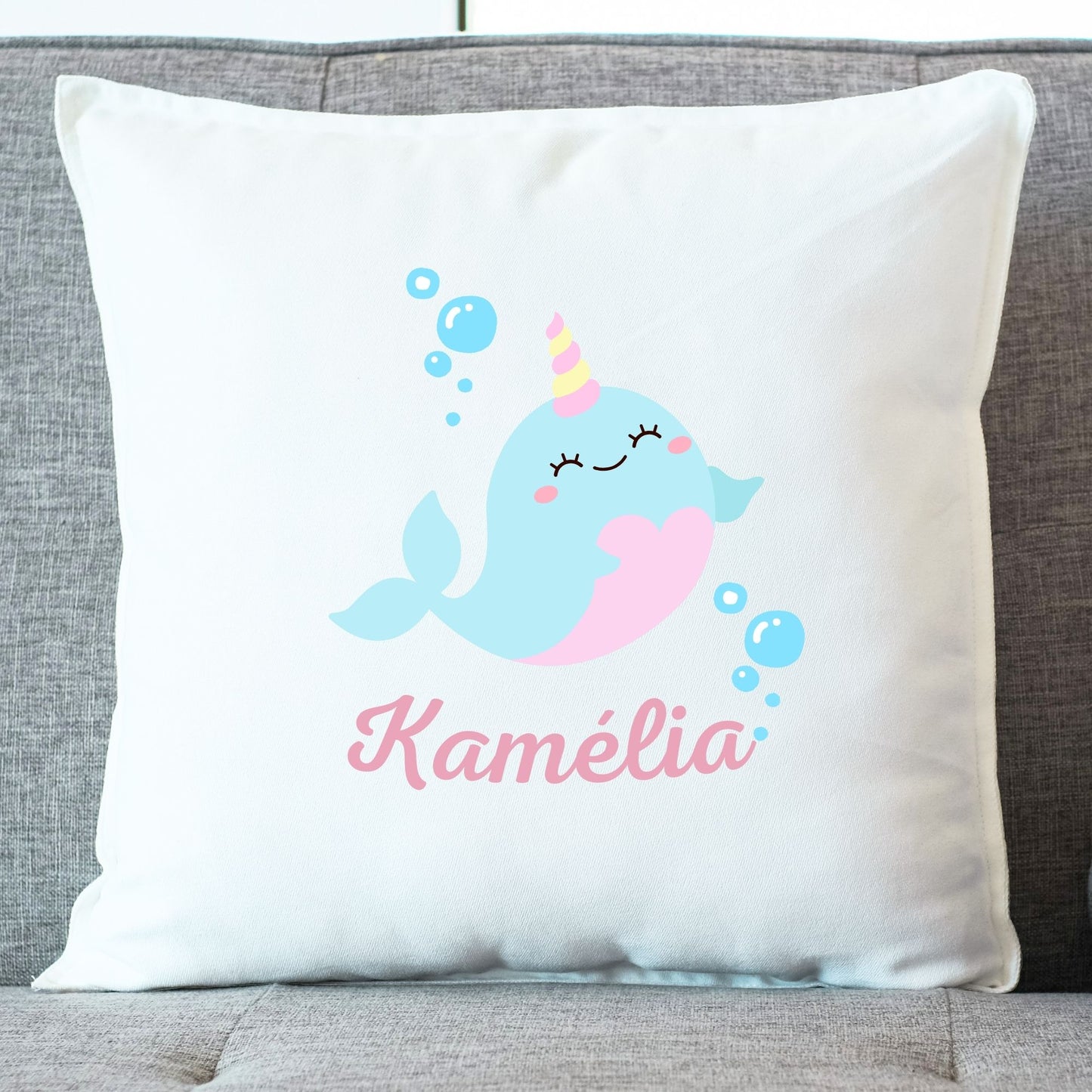 coussin baleine licorne personnalise enfant