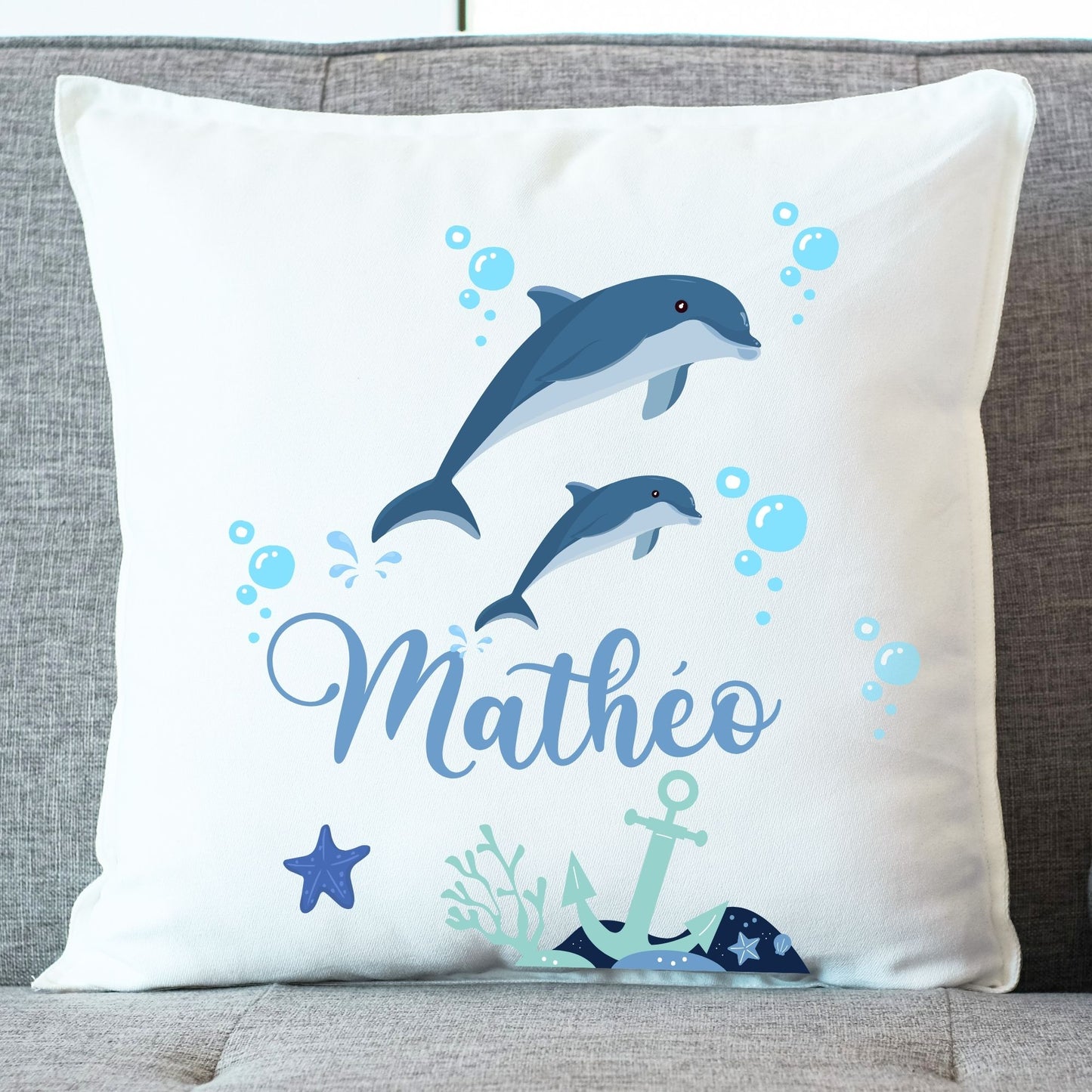 coussin dauphin personnalise enfant