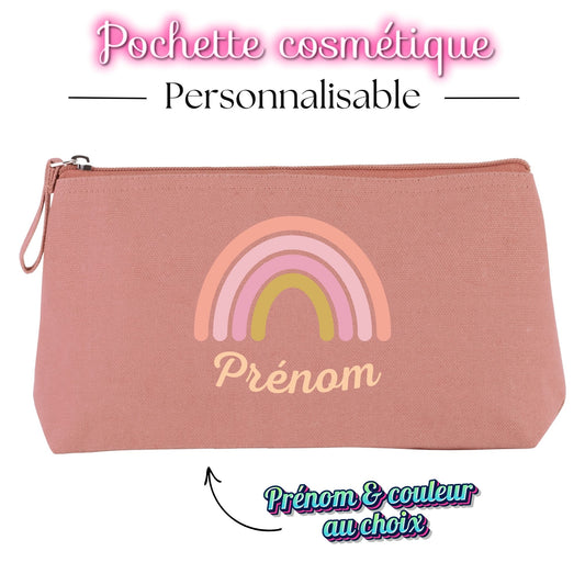 pochette cosmetique rainbow prenom
