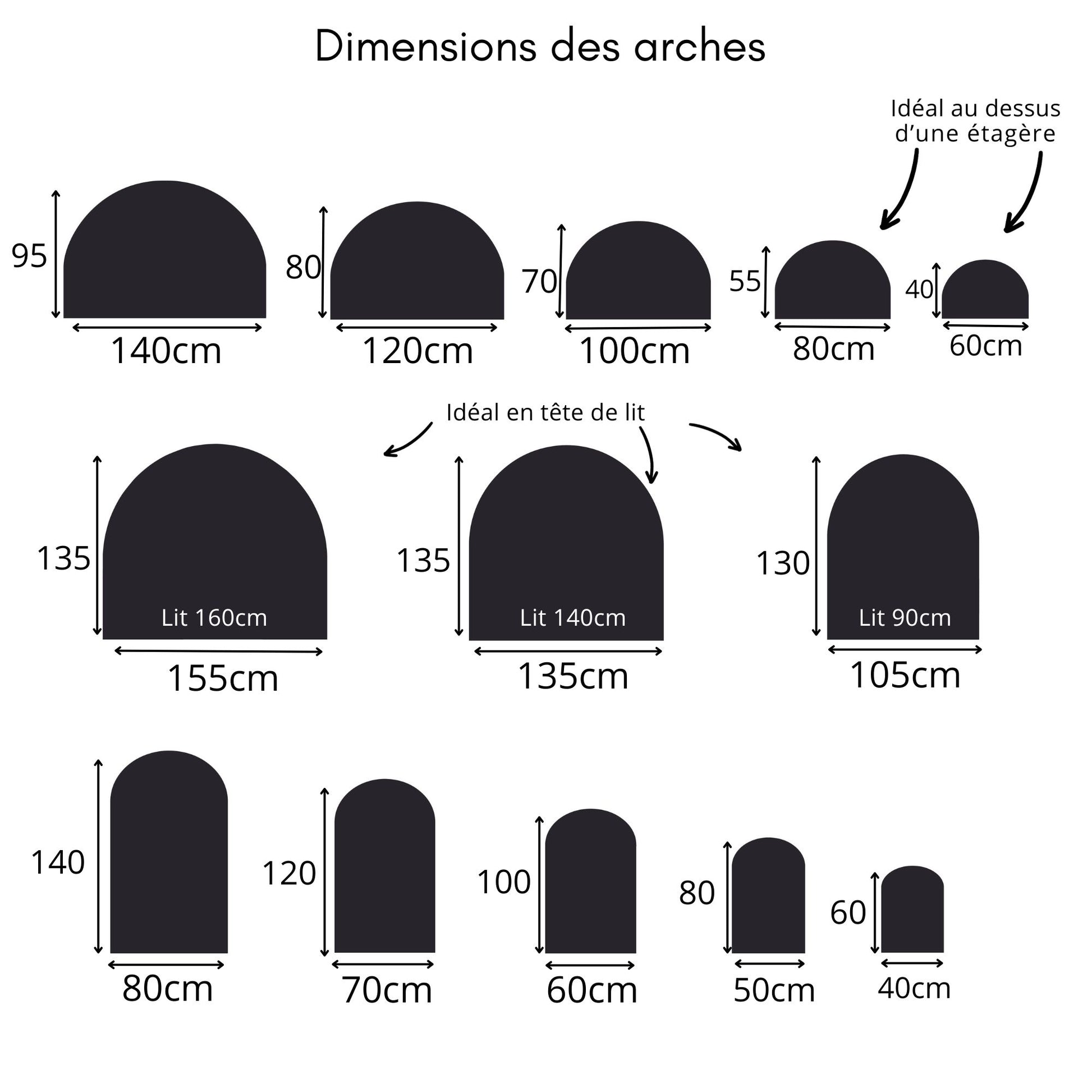 dimensions arche sticker tete de lit