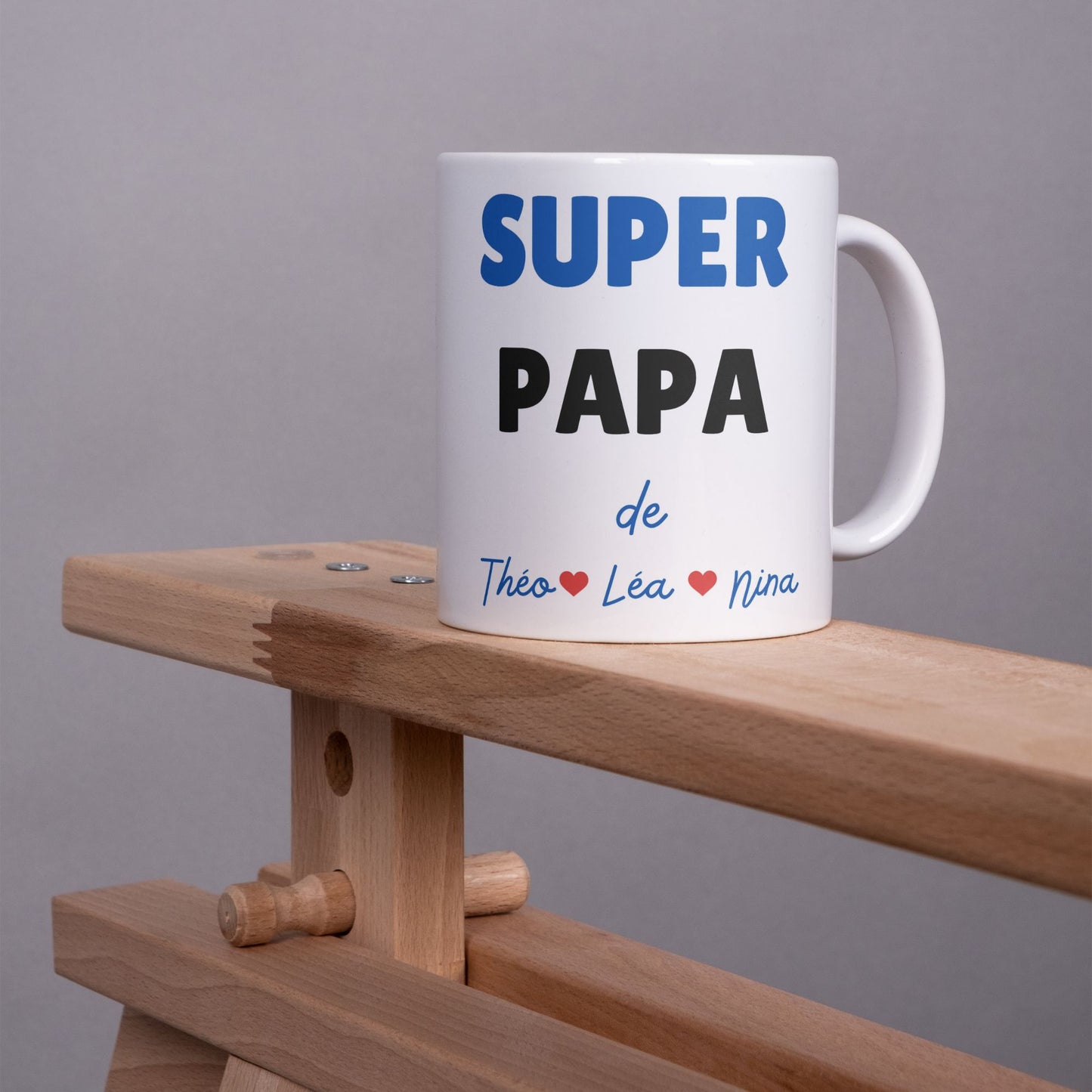 Mug super papa ou papy et prénom enfant personnalisé