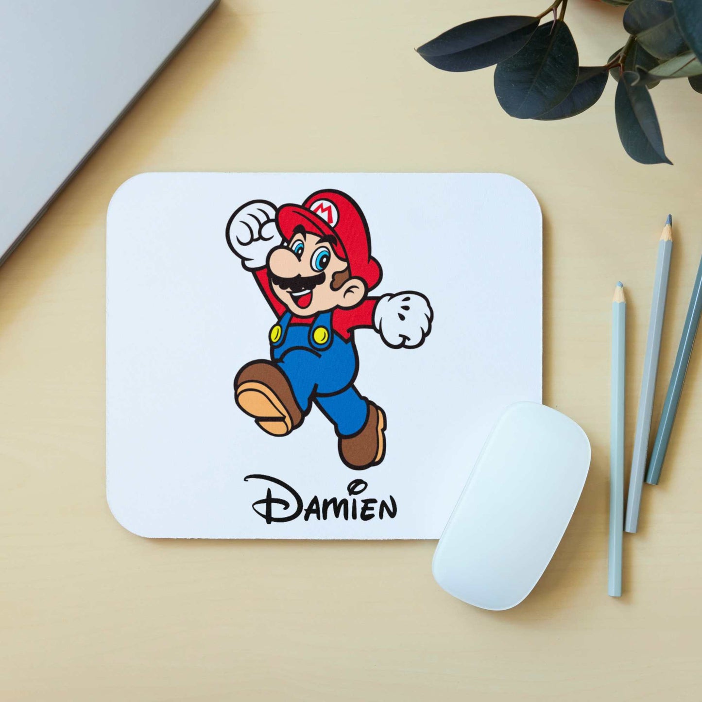 tapis de souris personnalise mario et prenom