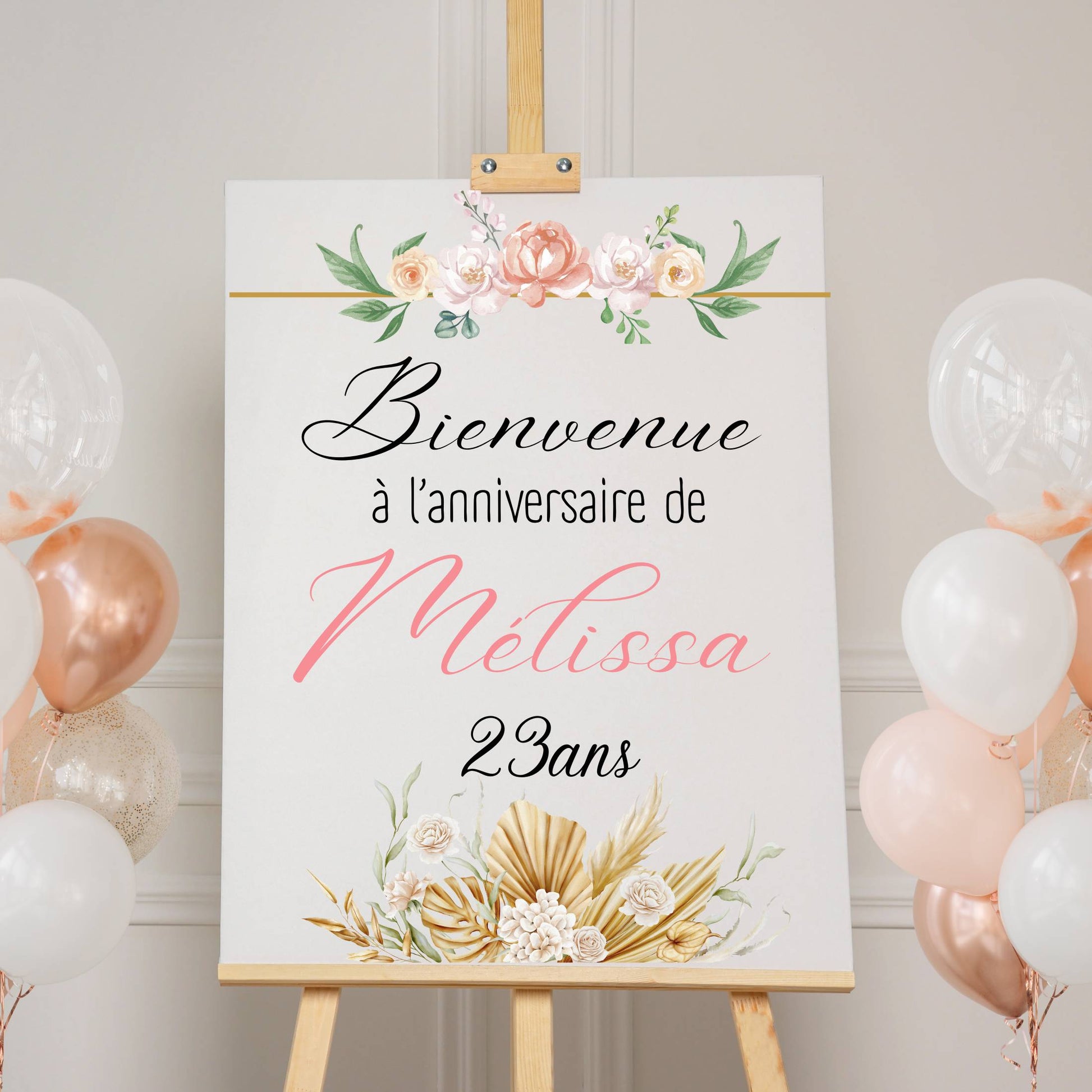 affiche bienvenue anniversaire champetre chic