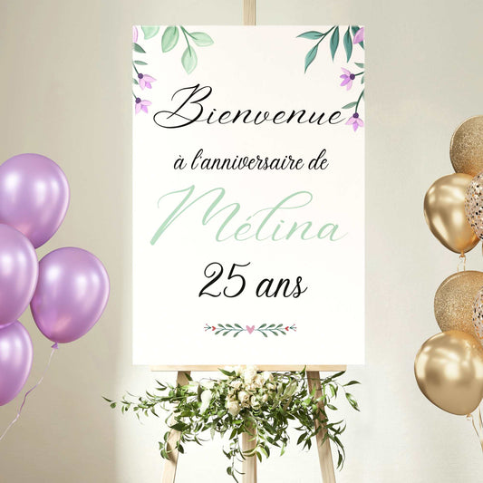 affiche anniversaire bienvenue fleurs