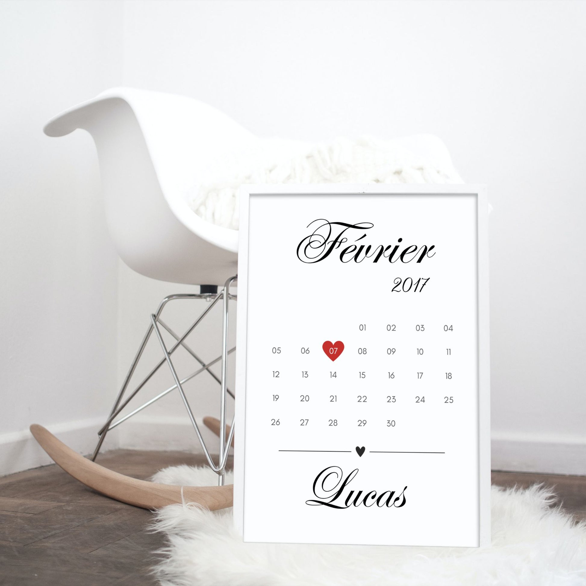 affiche date de naissance prénom bebe calendrier