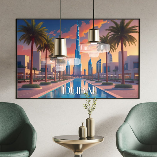 affiche dubai illustration paysage