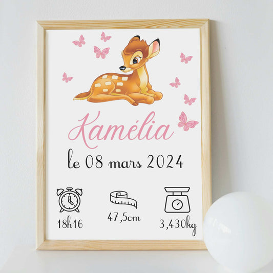 affiche naissance bambi personnalisee