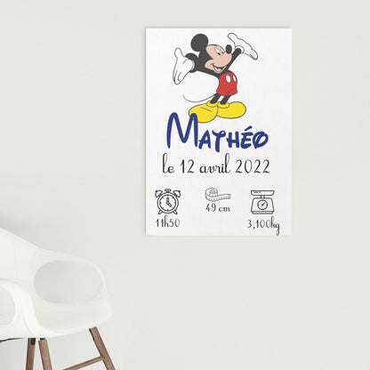 affiche mickey personnalisee naissance