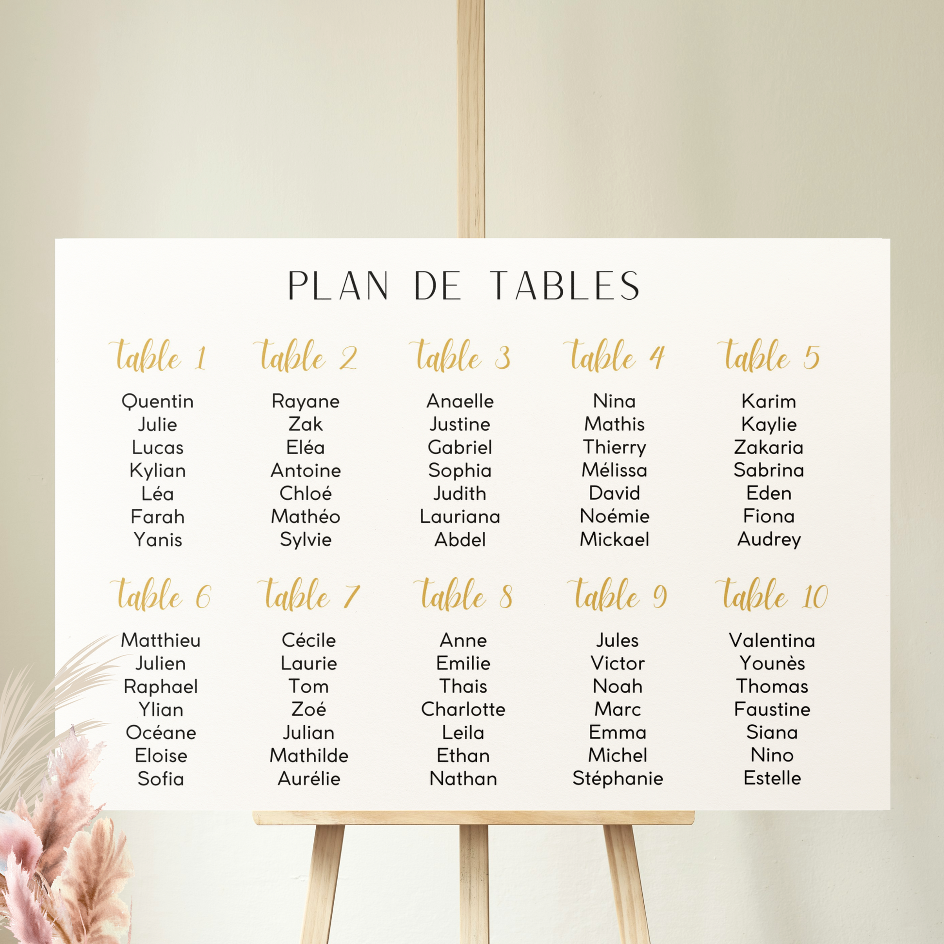 affiche plan de table personnalisee