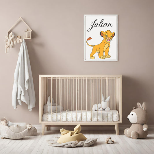 affiche roi lion simba prénom chambre bébé