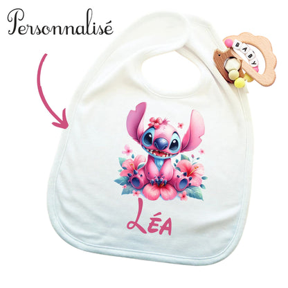 bavoir stitch personnalisé bébé
rose