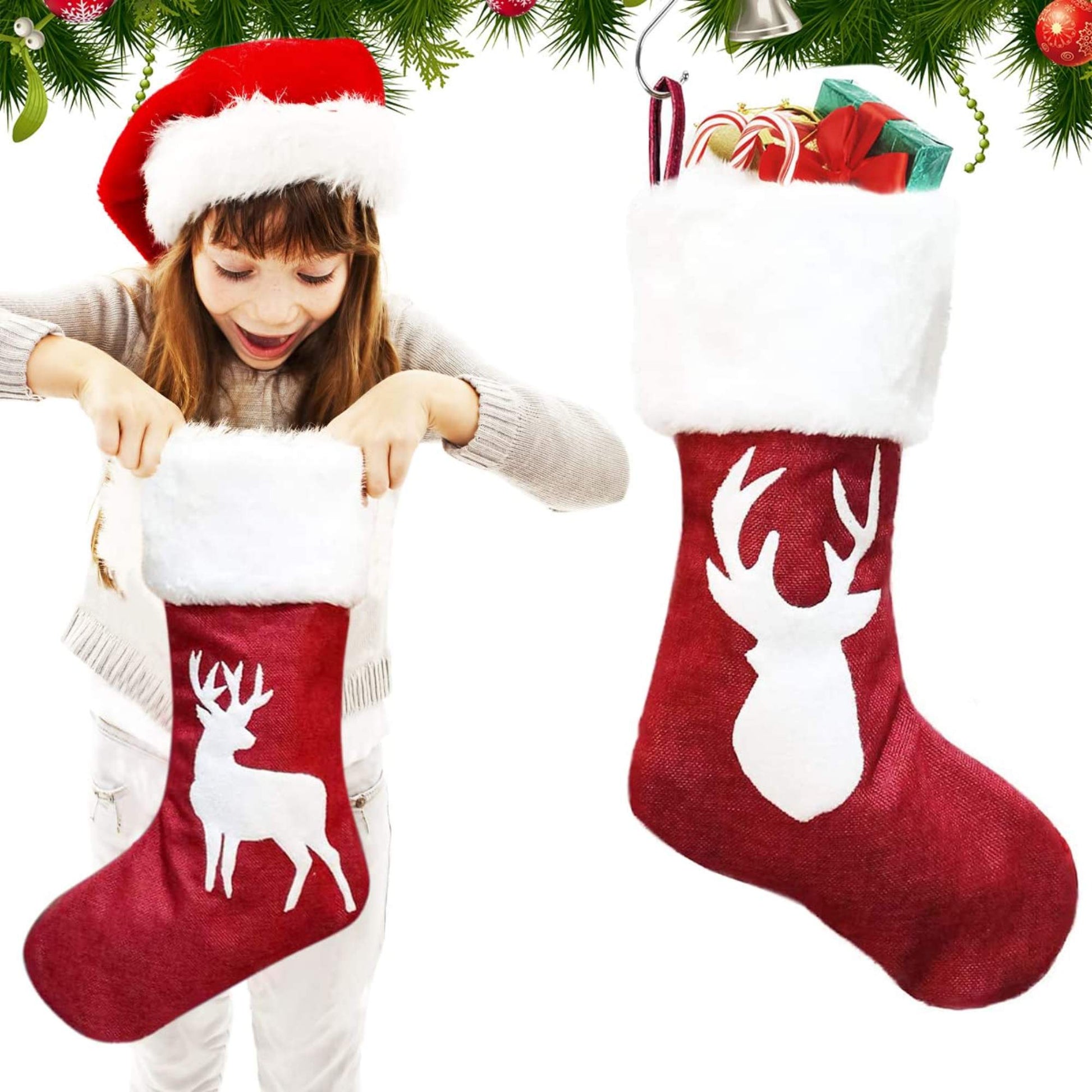 chaussette de noel cerf personnalisee