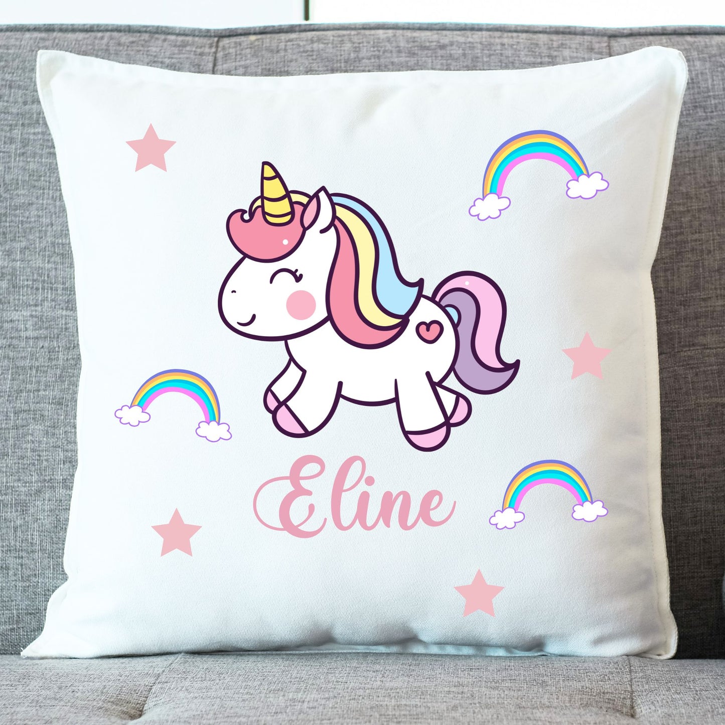 coussin licorne avec prenom