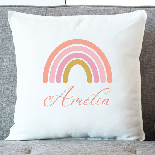 coussin arc en ciel rainbow enfant prenom