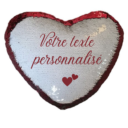 coussin texte personnalisé coeur