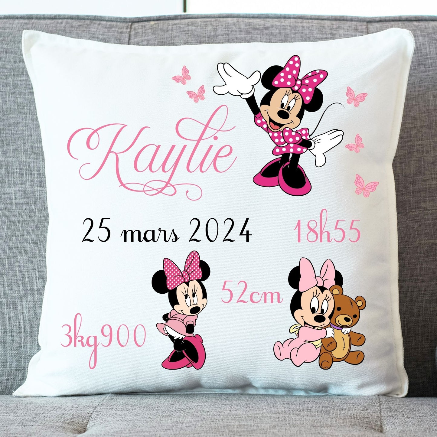 coussin minnie personnalise date de naissance