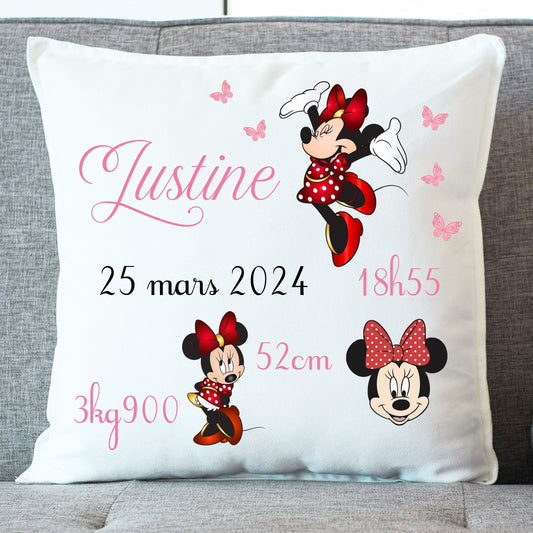 coussin minnie naissance personnalise prenom