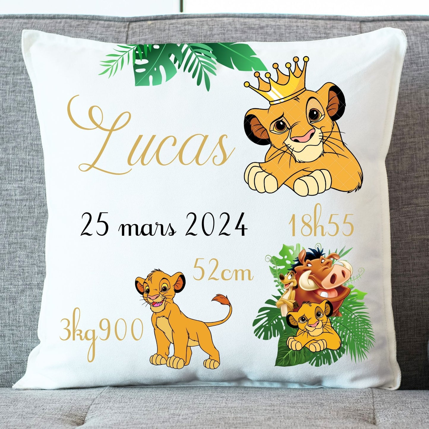 coussin roi lion personnalise naissance simba