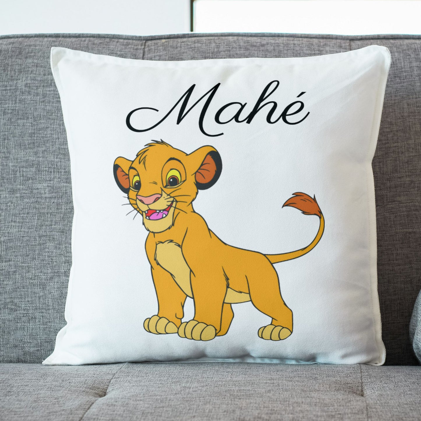 coussin simba roi lion personnalise prenom