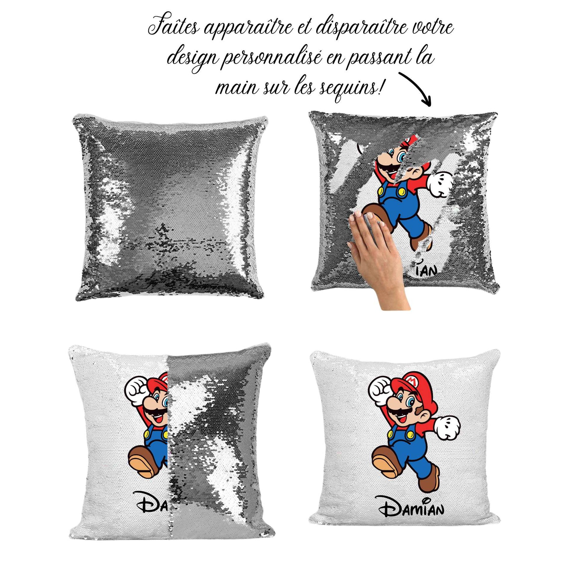 coussin personnalise mario sequin