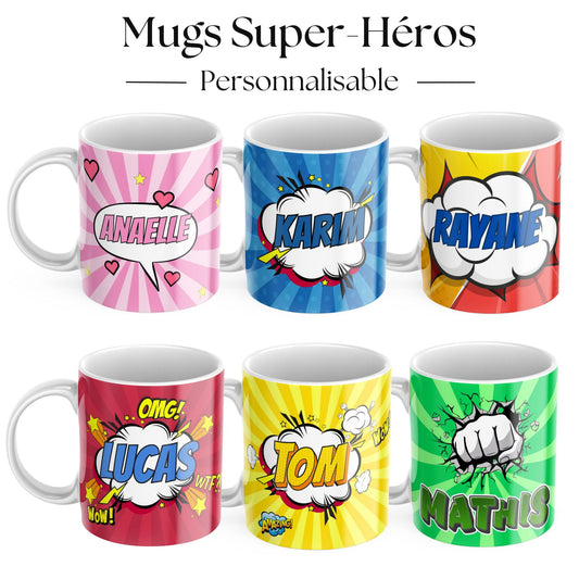 mug super heros personnalise prenom enfant