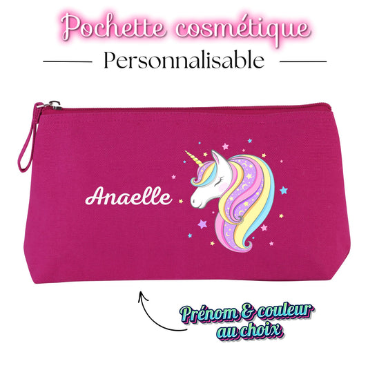 pochette cosmetique licorne avec prenom