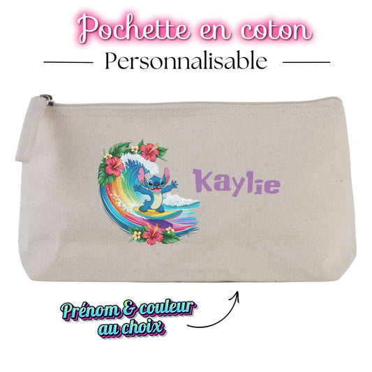 pochette cosmetique stitch avec prenom personnalise