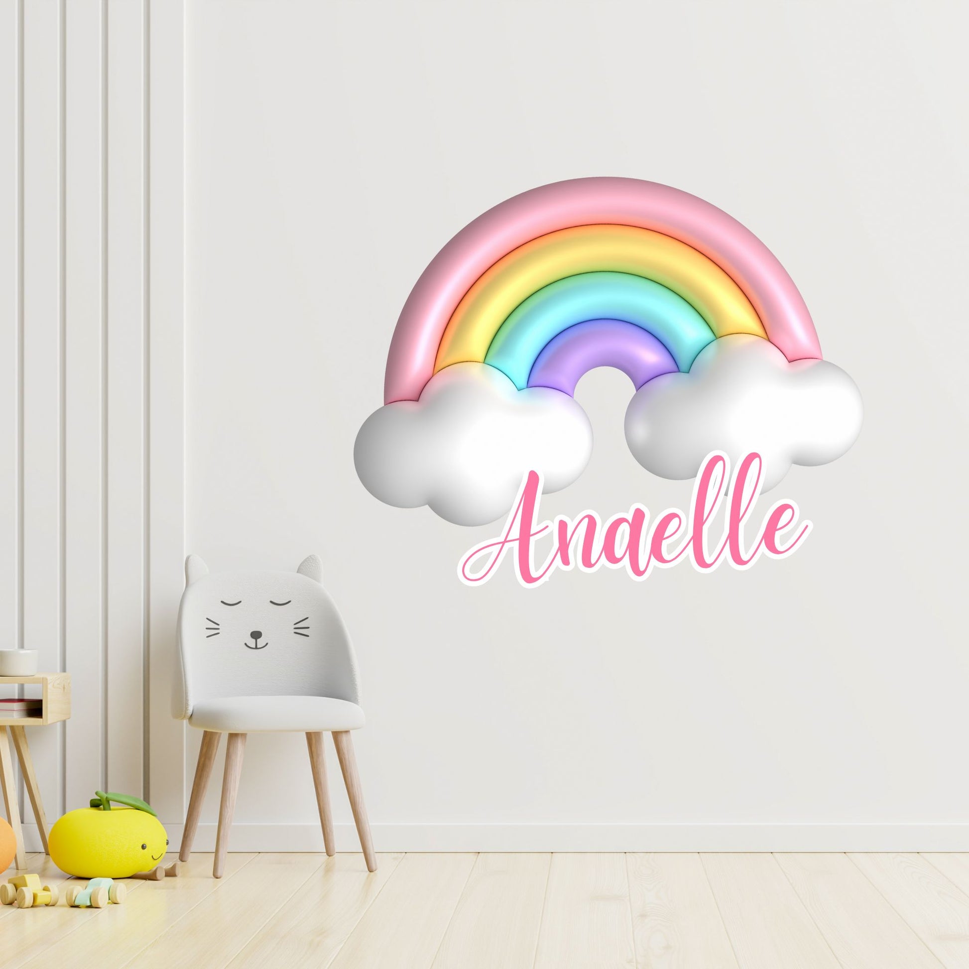 sticker autocollant rainbow 3d prenom