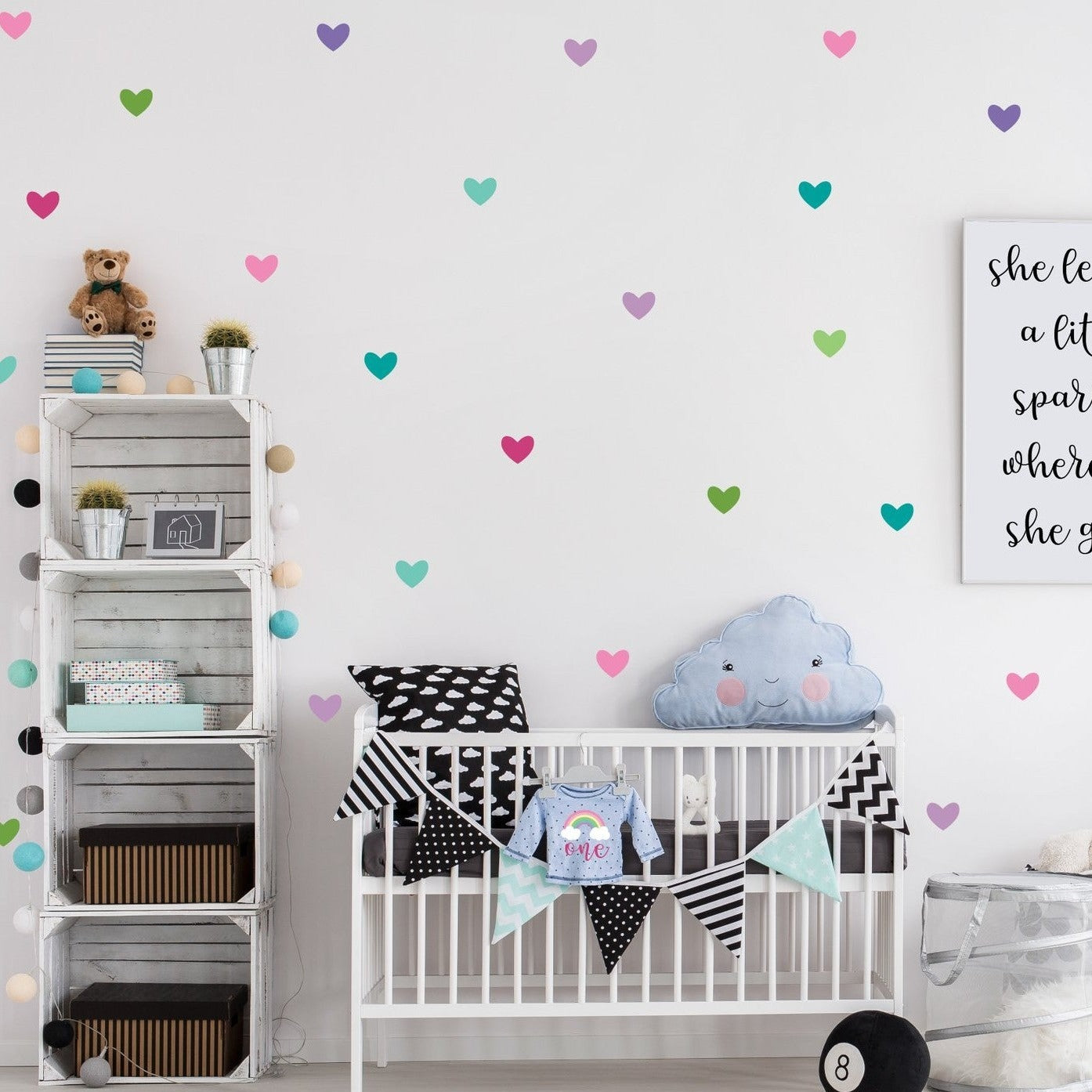 stickers coeurs multicolores chambre enfant