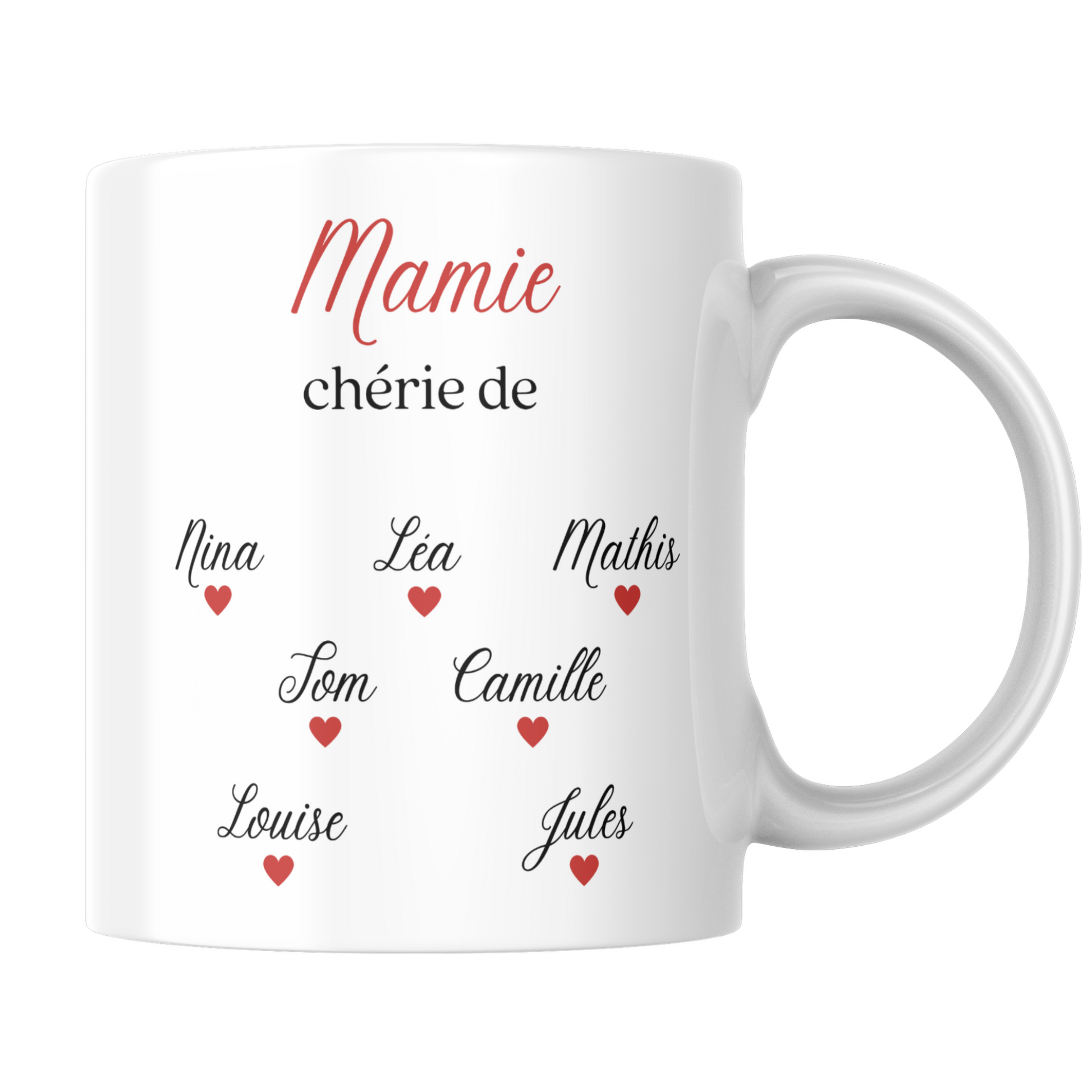 tasse personnalisee mamie cherie prenoms enfants