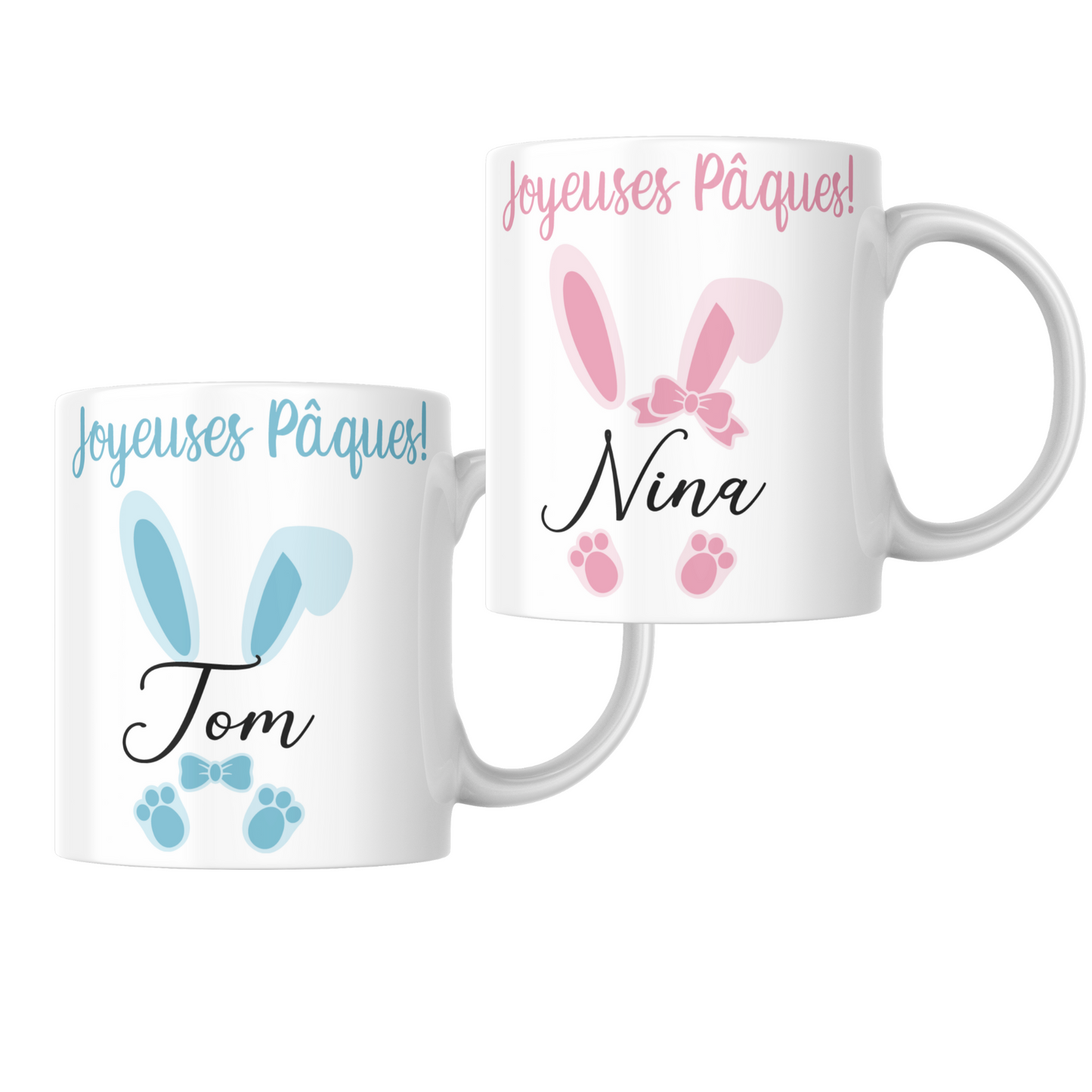 cadeau paques tasse personnalisée lapin et prénom enfant mug