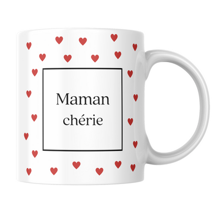 tasse personnalisée maman cherie coeurs