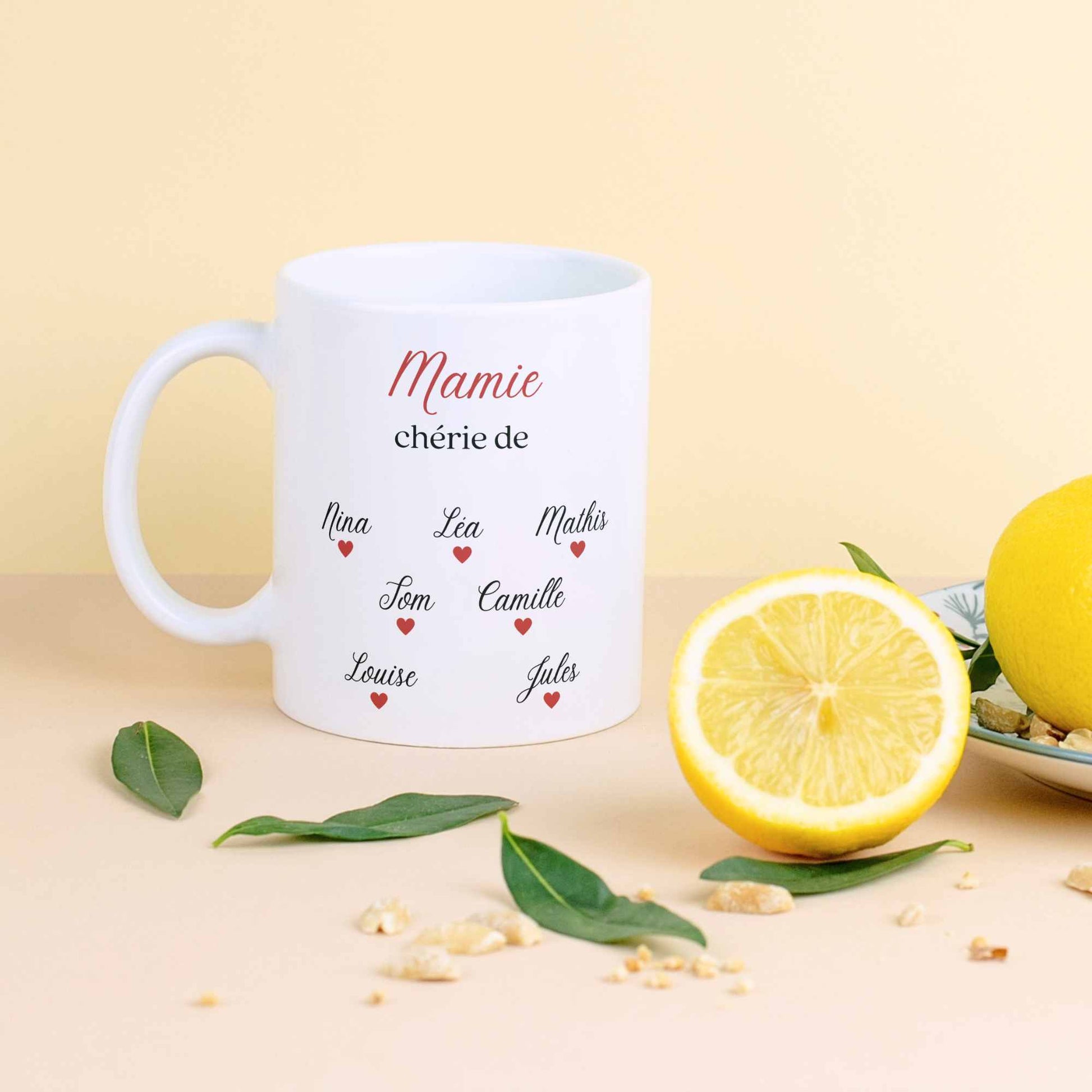 tasse personnalisée mamie cherie prenoms enfants