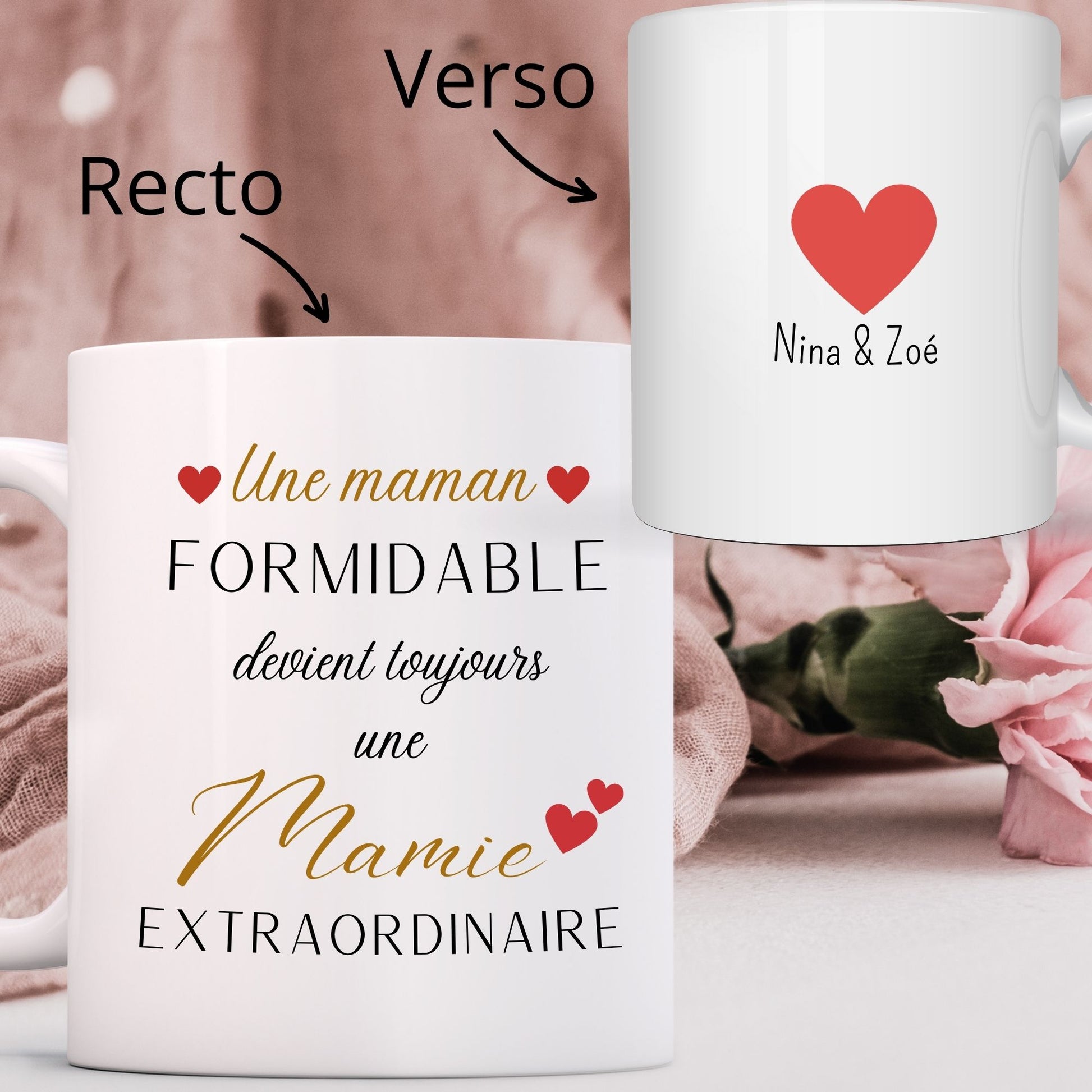 tasse personnalisée mamie extraordinaire prénom enfant