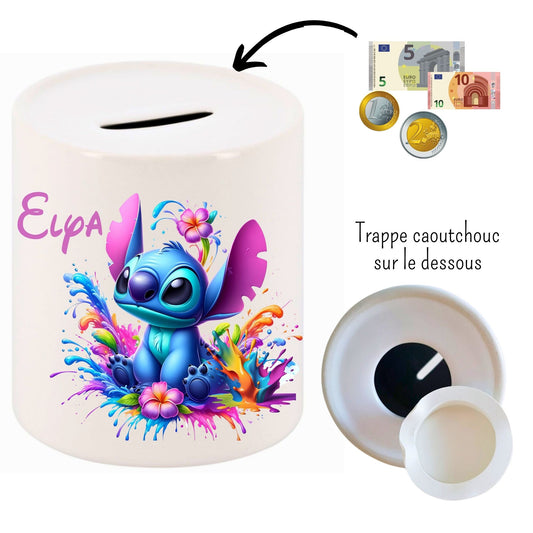 tirelire stitch personnalisé prénom enfant