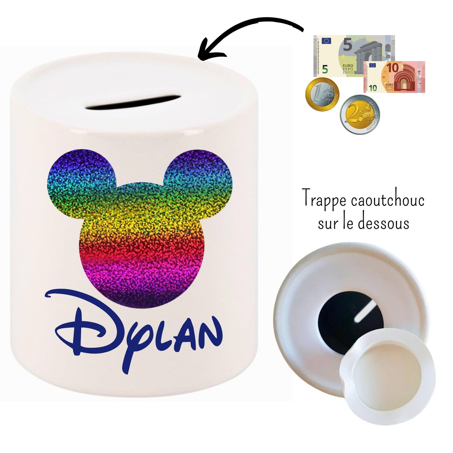 tirelire mickey personnalisée prenom