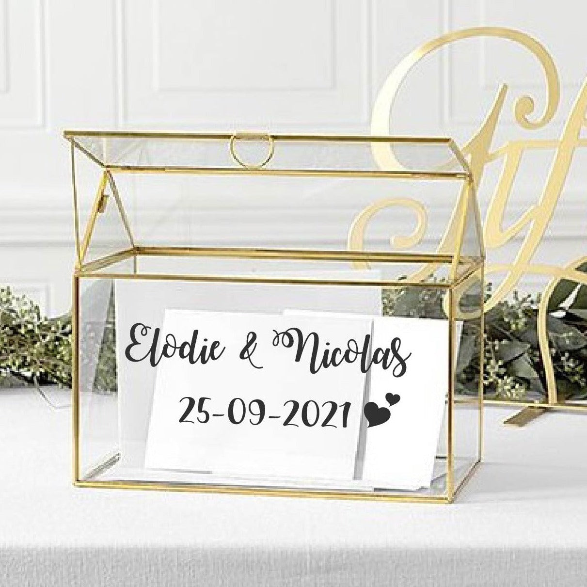 stickers urne mariage prenom mariés et date